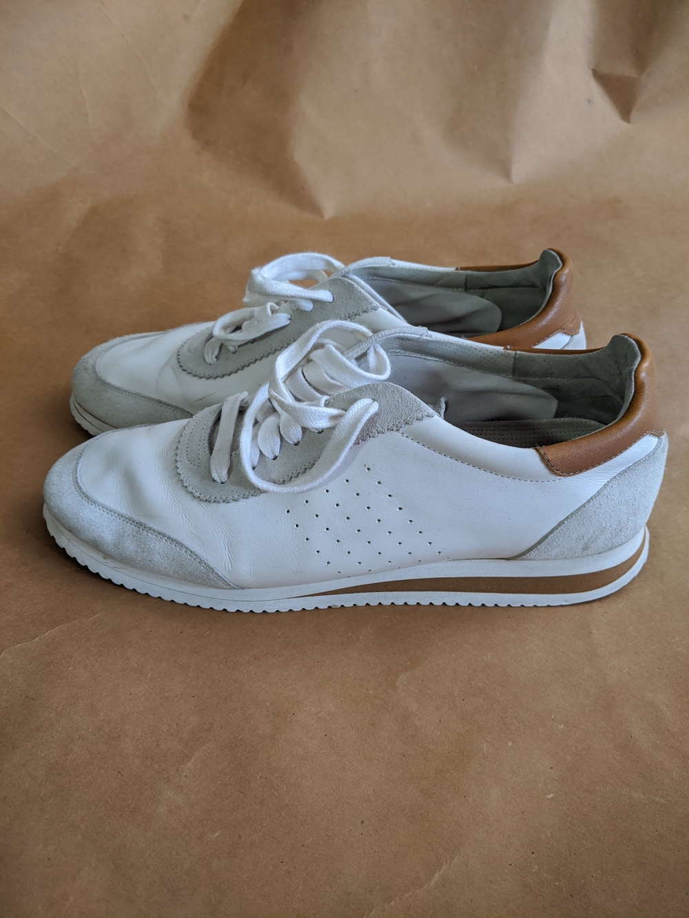 Men White Leather Sneakers Suede Brunello Cucinelli